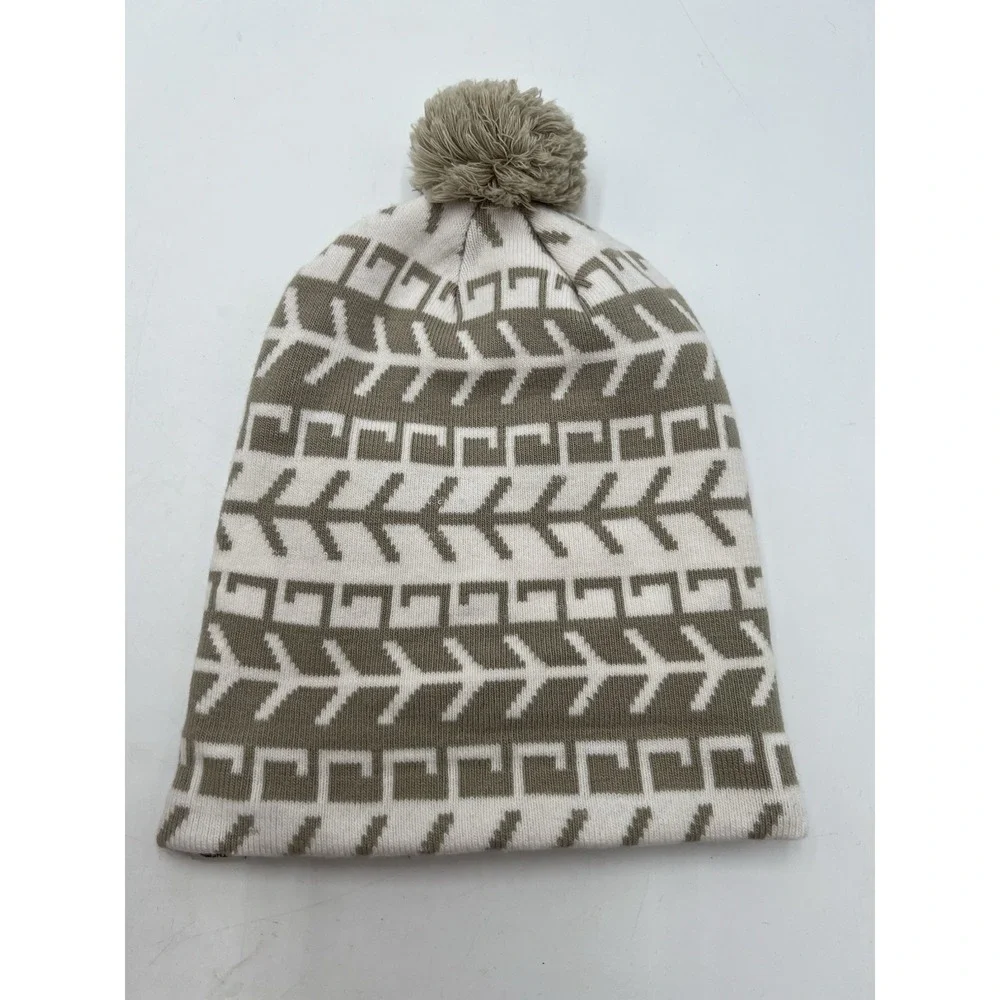 The North Face Ski Tuke Lined Pom Beanie Hat Flax Triangle Fair Isle OS
